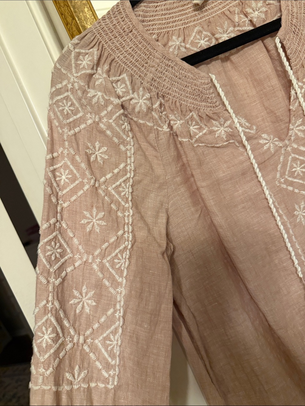 Joie Dusty Rose Embroidered Peasant Tunic - Picture 2 of 4